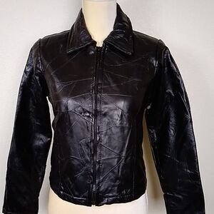 Works Shell Genuine Leather Women's Black Women Jacket Size S